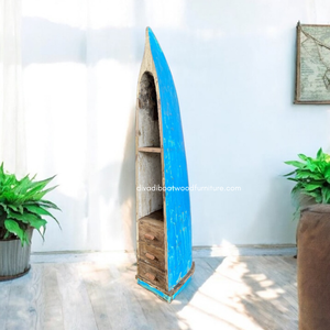 Étagère en bois de bateau récupéré avec tiroirs, couleur naturelle, pour la décoration de maison, villa, complexe hôtelier, meuble de rangement en gros - Product Image 4