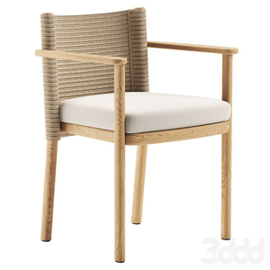 Nordic Style Minimalist Solid Wood <b>Dining</b> Set Outdoor Teak <b>Table</b> and Chairs with <b>White</b> Cushions - Product Image 1