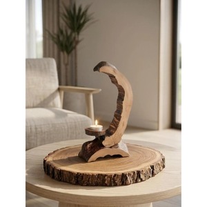 Porte-bougie en bois fait main, forme fantaisie, écologique, résistant à la chaleur, décoration de Pâques pour la maison - Product Image 1