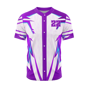Men's Purple <b>White</b> Geometric Baseball Jersey 22 Sublimated Quick Dry Short Sleeve Regular Fit All Seasons Sport Apparel - Product Image 1