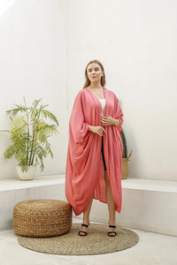 Womens Pink Batwing <b>Kaftan</b> <b>Dress</b> Loose Flowing Maxi Cover Up Lounge Wear - Product Image 6