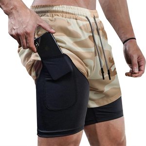 Professional Custom Men's Gym Shorts Breathable Quick Dry <b>Polyester</b> Spandex Mid-Length Training Shorts Factory Bulk Your Logo - Product Image 1