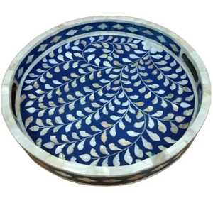 Bandeja de resina personalizada con incrustaciones de nácar para decoración de alimentos, bandeja decorativa para catering de bodas, bandejas de resina con nácar para servir. - Product Image 3