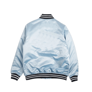 Blouson Bomber en Satin Bleu Clair pour Homme, Décontracté, Automne, Couleur Unie, Col Rabattu, Coupe Classique, Vêtement d'Extérieur en Polyester - Product Image 2