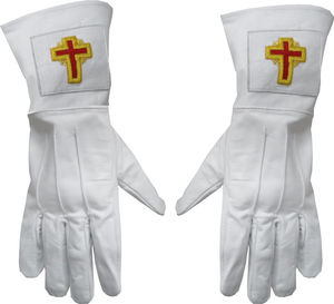 Guantes de Cuero Dorados Masónicos de Caballero Templario Hechos a Mano, Suaves al Tacto, para Ceremonias - Product Image 6