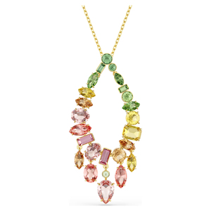 Luxury Gold Plated Pendant Necklace With Crystal Rhinestones Multi Color Pear Cut Stones <b>Box</b> Chain Women <b>Party</b> Jewelry - Product Image 1