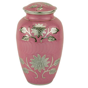 Urnes de crémation pour adultes en laiton de haute qualité et en étain avec urnes funéraires en métal fini de couleur rose pour cendres humaines - Product Image 1