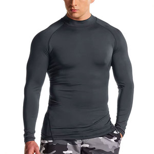 <b>Men</b> Dark Gray Breathable Eco-Friendly Front Logo Quick Dry <b>Compression</b> Rash Guard Sport <b>Shirt</b> Adult Fit - Product Image 1