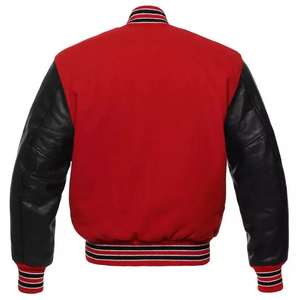 Chaqueta Personalizada para Hombre Estilo Bulls, Mezcla de Lana, Exterior de Cuero Sintético, Mangas Bordadas, Puños Acanalados, Cuello Alto Clásico para un Look Universitario - Product Image 3