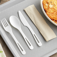 Kit de Couverts Jetables Homelink de Luxe Emballés Individuellement, Compostables, Écologiques, Biodégradables en PLA Plastique Blanc – Fourchette et Cuillère à Thé