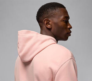 Men's Pink Hooded Sweatshirt Regular Fit Knitted Casual Autumn Wear With Pocket Design Solid Color Fleece Material - Product Image 4