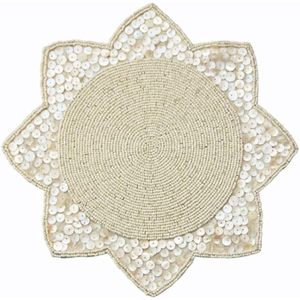 Handcrafted Luxury Round Beaded Placemats for <b>Dining</b> <b>Table</b> Wedding Christmas Party Decor - Product Image 1