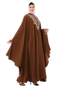 Stylish Ethnic High Neck Embroidered <b>Ankle</b> Length Abaya for Women Polyester Fabric Breathable Lightweight Long Sleeve - Product Image 2
