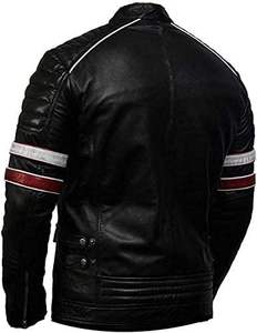Chaqueta de Motociclista de Cuero Acolchada para Hombre, Estilo Urbano Informal - Product Image 4