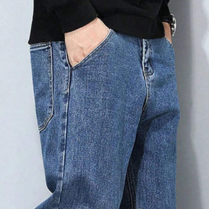 Chaqueta de Mezclilla Azul para Hombre, Corte Entallado, Pantalones Cargo de Cintura Alta, Ecológicos, Lavados con Piedras, Algodón de Alta Calidad, Moda Casual Urbana - Product Image 4