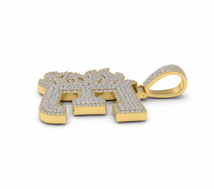 Collier pendentif personnalisé pour homme en argent sterling 925 plaqué, avec perle d'eau douce et moissanite, taille brillant, motif Iced Number 18, style Hip Hop pour soirée - Product Image 2