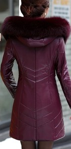 Manteau long en cuir de vachette véritable de qualité supérieure, chaud et tendance pour l'hiver, vestes en cuir véritable pour femmes, manteaux longs élégants en peau de mouton OEM - Product Image 6