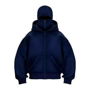 เสื้อฮู้ดดี้สตรีทแวร์ทรงปกติ ผ้าฝ้ายเฟรนช์เทอร์รี่ 100% สีดำซีดแบบซันเฟด สไตล์นินจา ปิดหน้าเต็มตัว สำหรับฤดูหนาว เป็นมิตรต่อสิ่งแวดล้อม - Product Image 4