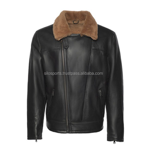 2025 OEM Premium Black Sheep-Skin Leather <b>Jacket</b> <b>Men's</b> Fur Collar Zipper Knitted Plus Size Winter Fashion <b>Jackets</b> - Product Image 1