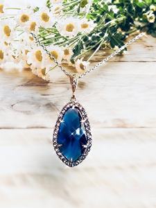 Pendentif saphir bleu, pierre tchèque, pierre de naissance de septembre, collier en argent sterling, cadeau d'anniversaire pour femme, bijoux élégants - Product Image 4