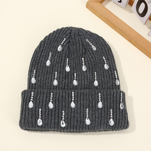 Gorro de Invierno Personalizado para Niños, Tejido con Encaje y Diamantes de Imitación, Estilo Casual Urbano, 100% Algodón - Product Image 2