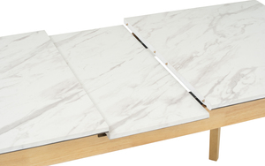 Contemporary 4–6-Seater Extendable Dining <b>Table</b> with High Pressure Laminated Marble Top Sturdy <b>Solid</b> <b>Wood</b> Legs for Home Dining - Product Image 4