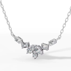 14K Gold Fancy Leaf Lab Grown Diamond <b>Pendant</b> Necklace | <b>Emerald</b> Marquise Cut | Certified Luxury Fine Jewelry Women's Wedding - Product Image 3