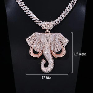 Collier Pendentif Tête d'Éléphant Hip Hop Iced Out en Moissanite VVS, Argent 925 Plaqué Or, Unisexe - Product Image 5