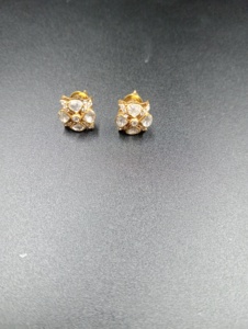<b>stud</b> earrings with polki stone in 925 <b>silver</b> jewelry for Indian women anniversary gift for wife handmade <b>studs</b> for bridal royal - Product Image 2