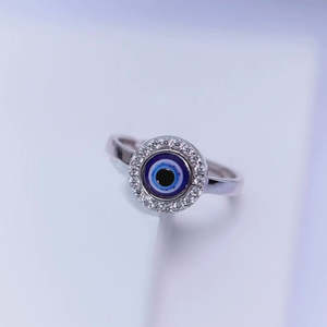 Mystic Ward Evil Eyee CZ Rhodium Plated 925 Sterling <b>Silver</b> <b>Ring</b> (<b>Adjustable</b>) Engagement Wedding <b>Ring</b> for Women Handmade - Product Image 2