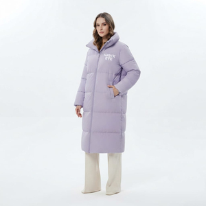 Long Quilted Puffer <b>Coat</b> Women Stand Collar Full Sleeve Winter Jacket Solid Color Thick Wadding <b>Zipper</b> Closure - Product Image 4
