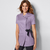 Uniforme de beauté grande taille pour femmes, personnalisé, élastique, pour spa, avec design en dentelle tricotée ajustable