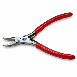 Pince à bec courbé professionnelle en acier inoxydable pour bijoux, avec poignées en PVC pour le façonnage de fils - Product Image 1