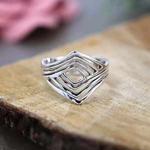 Wholesale 925 Sterling Silver Geometric <b>Ring</b> Minimalist Multi Layer Chunky Boho <b>Statement</b> <b>Ring</b> Handmade Fine Jewelry Gift - Product Image 5