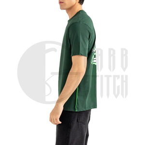 T-shirt vert à manches courtes pour homme, 100 % coton, col rond, coupe classique, écologique, logo sur le devant - Product Image 3