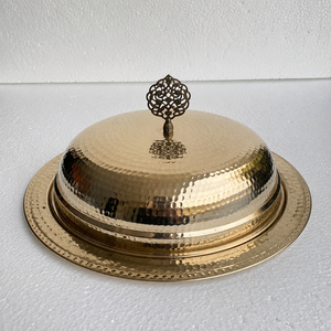 Handmade Pure Copper Food Serving <b>Tray</b> <b>with</b> Dome <b>Lid</b> | Hammered Copper Serving Platter <b>with</b> Cover | Luxury <b>Buffet</b> Food Warmer - Product Image 2