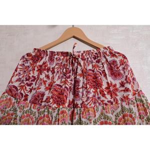 Cotton Block Print Floral <b>Patchwork</b> Bohemian Casual Long Ankle-Length <b>Skirt</b> Handmade Washable Pleated Design Women Summer Wear - Product Image 6