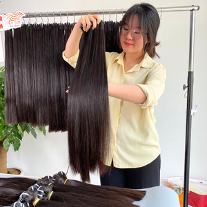 Extensiones de cabello humano vietnamita natural de trama de paquetes de cabello humano recto de hueso doble dibujado de la mejor calidad - Product Image 2