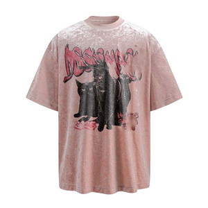 T-shirt Homme Tricoté Imprimé Effet Délavé Personnalisé 100% Coton Coupe Oversize Ample Séchage Rapide Respirant Style Urbain Vintage - Product Image 2