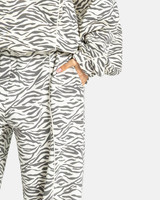 Ensemble de survêtement 2 pièces pour femme, design personnalisé, coupe oversize, imprimé zèbre blanc, avec passepoil, respirant, style streetwear