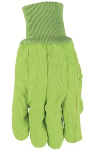 Gants robustes réutilisables en coton cordé vert haute visibilité pour l'industrie, l'entrepôt, l'agriculture et le jardinage, avec double paume cordée - Product Image 2
