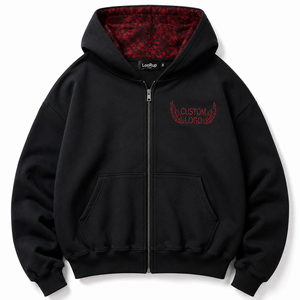 Sudadera con capucha y cremallera personalizada con alas de ángel, estilo gótico bordado, de forro polar oversize, unisex, ropa urbana, OEM, ODM, marca privada - Product Image 2