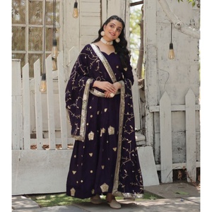 New Arrival Ladies Salwar Gown Collection Stylish Pakistani Design <b>Fur</b> Vichitra Shimmer Festive Occasions Casual Wear Wholesale - Product Image 1