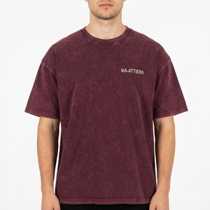 <b>Men's</b> Burgundy Washed T Shirt Oversized Crew <b>Neck</b> Short Sleeve Casual Streetwear Cotton <b>Tshirt</b> Relaxed Fit Top - Product Image 1