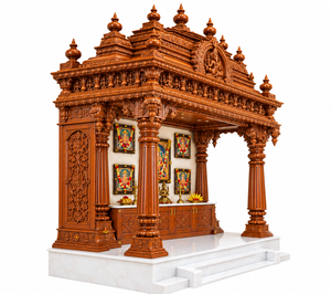 Big Size Devotional Tamilian Style Wooden <b>Mandir</b> Traditional South Indian Style Handcarved Wooden Temple Ashtalakshmi Pooja Unit - Product Image 2