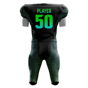 Uniforme de Fútbol Americano Color Negro, Transpirable, Estilo Único, Personalizado por Sublimación, Uniformes de Fútbol Americano y Fútbol Soccer al por Mayor - Product Image 3