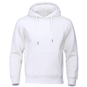 Sweat-shirt à capuche noir pour homme, coupe classique, 100% coton molletonné, couleur unie, pull décontracté avec poche avant, vêtement d'automne - Product Image 3