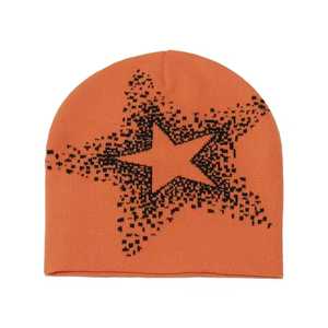 Design Your Own Beanie Hat <b>Winter</b> <b>Cap</b> Solid Color Casual Style 56-58CM Flock Print Star Pattern Outdoor Use Geometric Design - Product Image 4
