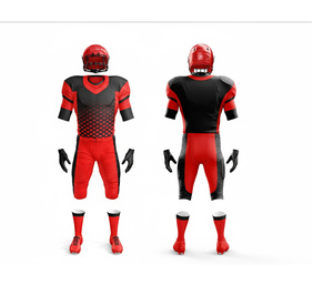 Ensemble d'uniformes de football américain, logo personnalisé, vêtements de sport par sublimation |   Ensemble de football avec maillot et pantalon |   Polyester respirant - Product Image 2