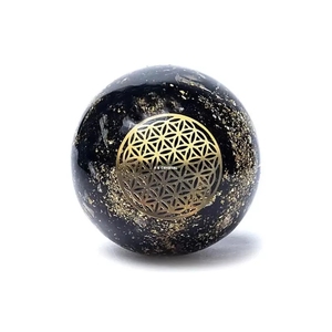 Boule d'orgone en tourmaline noire, pierre précieuse faite à la main, portable, vente en gros, métaphysique, Gujarat, Inde, F S CRYSTAL - Product Image 1